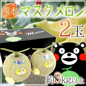 メロン 熊本県 ”くまモン箱 マスクメロン” 2玉 約3kg以上