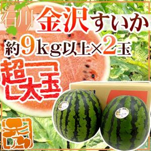 石川県 ”金沢すいか” 秀品 超大玉 約9kg以上×2玉（合計約18kg以上）【予約 7月以降】 送料無料｜kurashi-kaientai