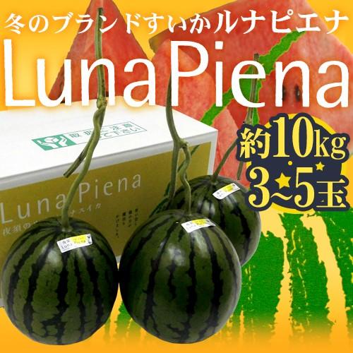 高知県夜須町 温室スイカ ”ルナピエナ” 3〜5玉 約10kg【予約 10月中旬以降】 送料無料