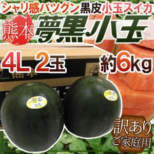 【送料無料】熊本県 黒皮すいか”夢黒小玉” 訳あり 4L 2...