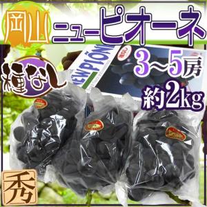 ぶどう 岡山産 種なしぶどう ”ニューピオーネ” 秀品 3〜5房 約2kg 化粧箱 種なしピオーネ【予約 7月中旬以降】 送料無料