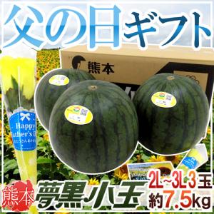 父の日ギフト ”夢黒小玉すいか” 秀・優品 3玉 約7.5kg バラ造花付き 産地化粧箱【予約 6月9〜16日お届け予定】 送料無料｜kurashi-kaientai