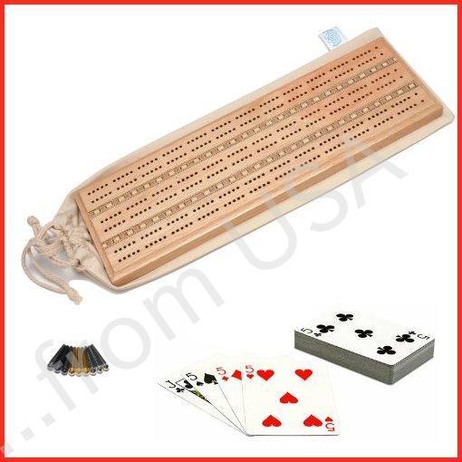 WE Games Deluxe Cribbage セット - Solid Oak Wood with...
