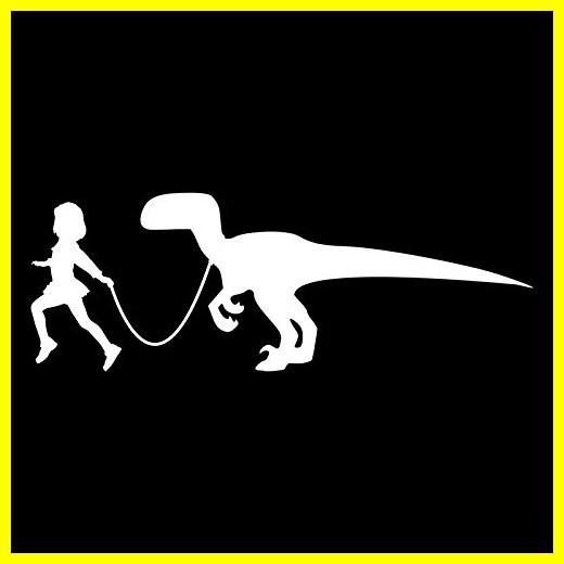 Girl Leading A Raptor Dinosaur Vinyl Decal ステッカー |...