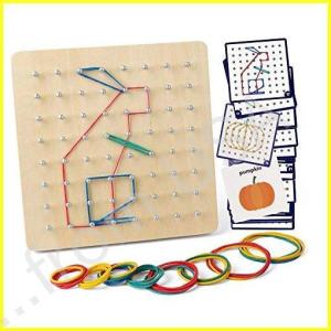 Coogam Wooden Geoboard Mathematical Manipulative Material Array Block Geo Board ? グラフィックal Educational Toys with 30Pcs Pattern｜kurashi-net-com