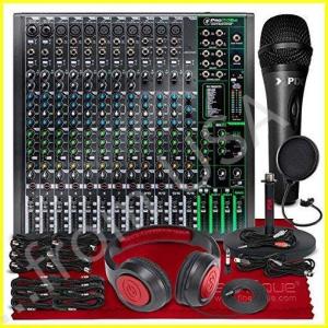Mackie ProFX16v3 16-Channel Pressional Sound Recement ミキサー with Built-In FX + SR360 Stereo Headphones, Xpix Condenser Microphone, Xp
