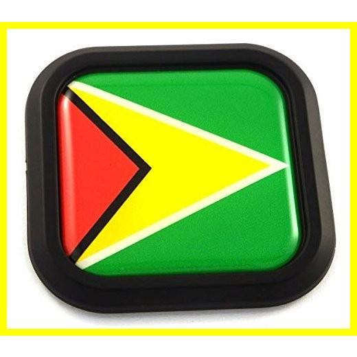 送料無料 Guyana Flag Square ブラック rim エンブレム Car 3D Deca...