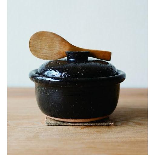 土鍋【ご飯釜 籠(カゴ) 2合 黒｜4th-market (三重県)】萬古焼 おしゃれ かわいい コ...