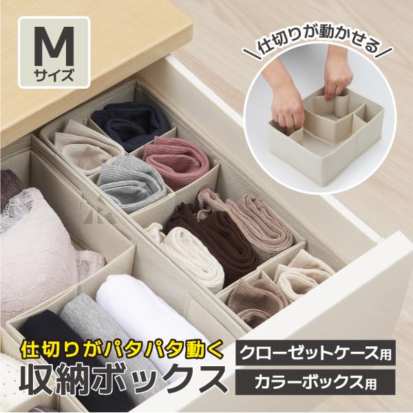 仕切りが動く収納ボックス Mサイズ [クローゼットケース用/カラーボックス用] インナーボックス 仕...