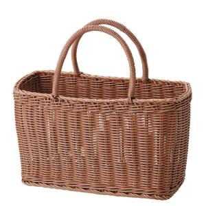 【新品未使用】カゴ風バッグ　ダークブラウン