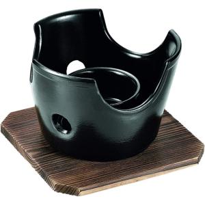 パール金属 HB-5218 和ごころ懐石 陶器製丸形コンロ 木台付き 1人用 （懐石料理 卓上鍋 固形燃料対応）｜くらし壱番館