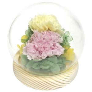 スープ プリザーブドフラワー ガラスドーム 羽叶 C37260 仏花 仏壇用