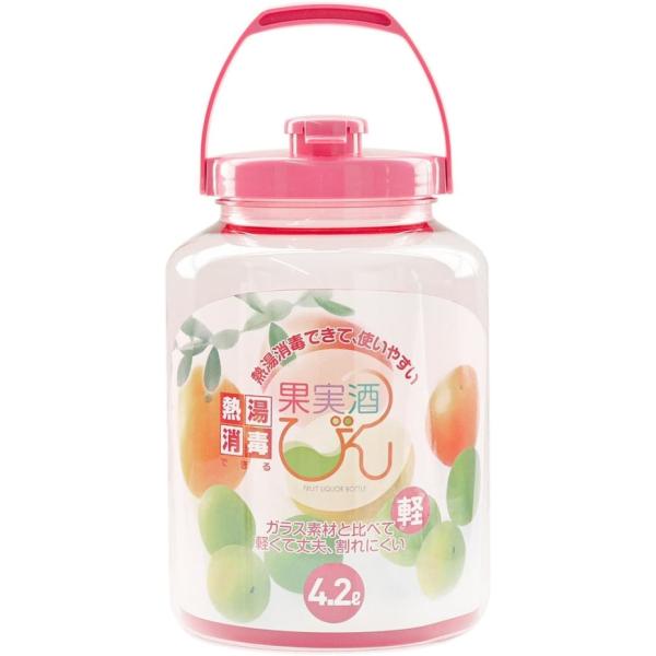 タケヤ化学 カラー果実酒びん R型 4.2L 熱湯消毒OK ももいろ 日本製