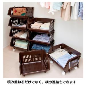 平和工業 積み重ねバスケット ナチュラルブラウ...の詳細画像2