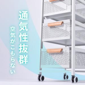 キッチンワゴン キャスター付き 木目天板 4段...の詳細画像5