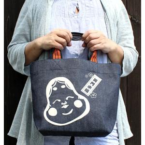 デニムランチバッグ 日本製 レトロ 和柄 家紋 かばん オシャレ 紺