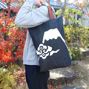 ねこ娘トートバッグ デニム 日本製 レトロ鬼太郎 倉敷屋 妖怪 手作り