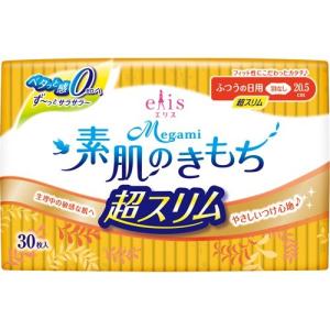 大王製紙株式会社 エリス Megami 素肌のきもち 超スリム ふつうの日用 羽なし(30枚入)【医薬部外品】 【北海道・沖縄は別途送料必要】｜kurashino-mart