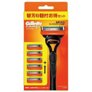 【メール便で送料無料 ※定形外発送の場合あり】 ジレット Gillette フュージョン カミソリ 本体 1コ 替刃 6コ付 うち1コは本体に装着済