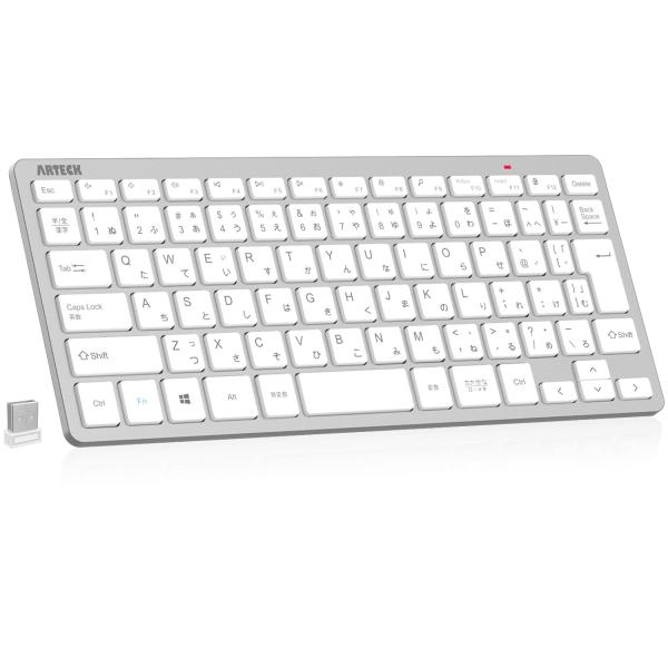 Arteck 2.4Gワイヤレスキーボード 無線 軽量 コンパクトメディア機能 ホットキー ショート...