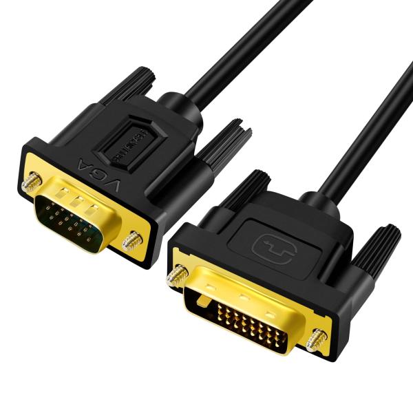 SHULIANCABLE DVI VGA ケーブル、単方向 DVI-D 24+1ピン to VGA ...