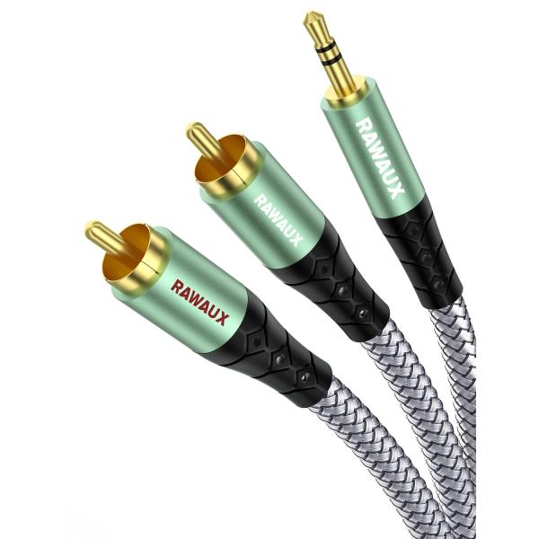 RAWAUX 3.5mm to RCA変換ケーブル 2RCAオス?Auxオス ステレオPhono t...
