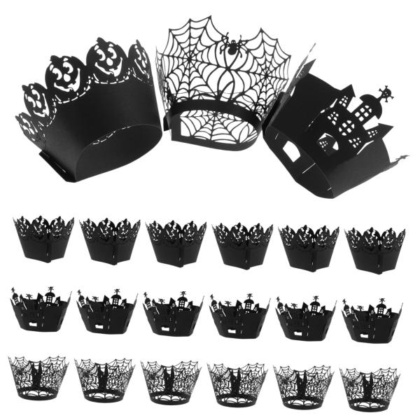 NUOLUX カップケーキ 紙 ハロウィン 耐熱 72個セット ホロウ ケーキ ボーダー ハロウィン...
