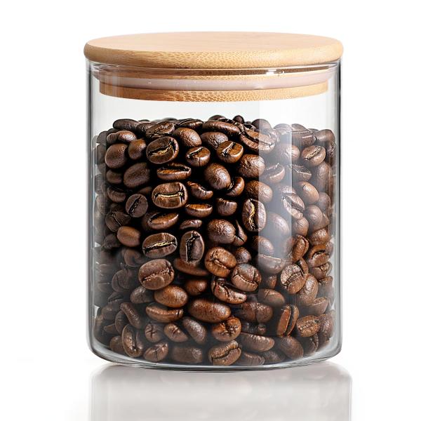 ComSaf コーヒー豆 保存容器 750ml キャニスター ガラス 透明 竹蓋付き 密閉容器 調味...