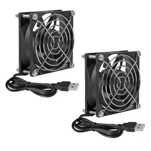 2PCS USBファンDC 5V 8025 80mm冷却ファン80x80x25mm USB冷却コンポーターケースCPU冷却メタルグリル付きラップトップ