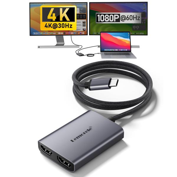 MacBook Pro/Air ハブ 2画面 USBC HDMI 分配器 macOSとWinでは M...
