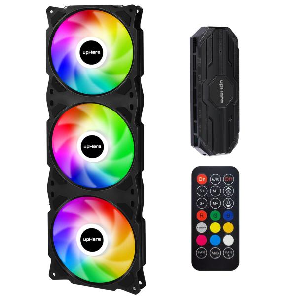 upHere PCケースファン 3連 ARGBファン 360mm 6PINコネクタ デイジーチェーン...