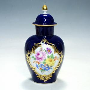 マイセン 花瓶 蓋付 小壺 22cm 置物 コバルト ベーシックフラワー 5つ花｜kurashinokura