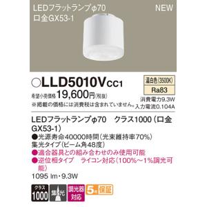 安心のメーカー保証 【インボイス対応店】パナソニック ランプ類 LEDユニット LLD5010VCC1 （クラス1000口金GX53-1） LED Ｔ区分　｜kurashinoshoumei