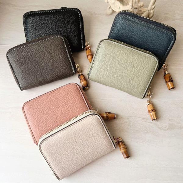 ミニ財布 小さい カードケース  バンブー ファスナー財布 カード入れ ファッション小物 コンパクト...