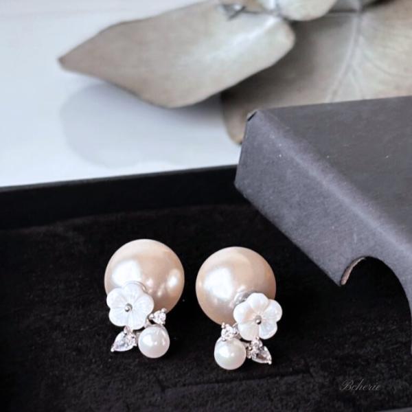 パール ピアス おしゃれ レディース 40代 50代 フラワー ビジュー 可愛い アレルギー対応 ダ...