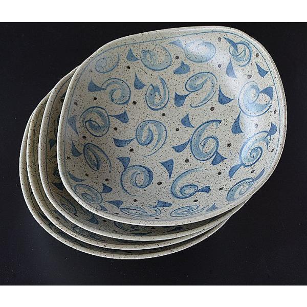 盛皿 カレー皿 パスタ皿 藍の渦 ゆる四角 大鉢 4枚セット