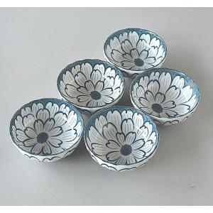 小鉢 ５個セット 三枚重ねの花 三峰