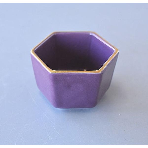 小鉢 六角 金縁 紫 小付け