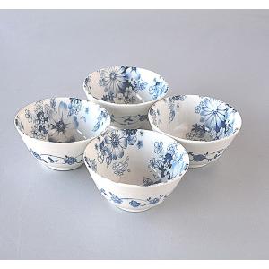 古伊万里 青と白の葉模様 飯碗 6個セット 伊万里染付瓔珞文蓋茶碗 五客組 / Imari Blue & White Bowls with Lids