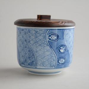 キャニスター 保存容器 蓋付き容器 青みかかった白 陶器製 : 暮らしの