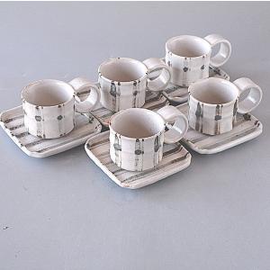 コーヒーカップ＆ソーサー 5客 美濃焼 志野