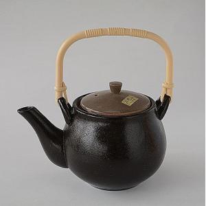 急須 土瓶 黒茶の蓋 つる 茶漉しつき