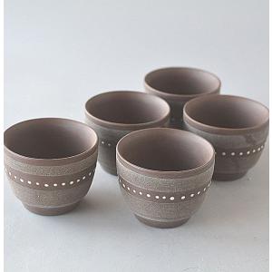 湯飲み ５個セット dot 民芸 小湯飲み ぐい飲み 酒器 湯呑み 中国茶 茶杯