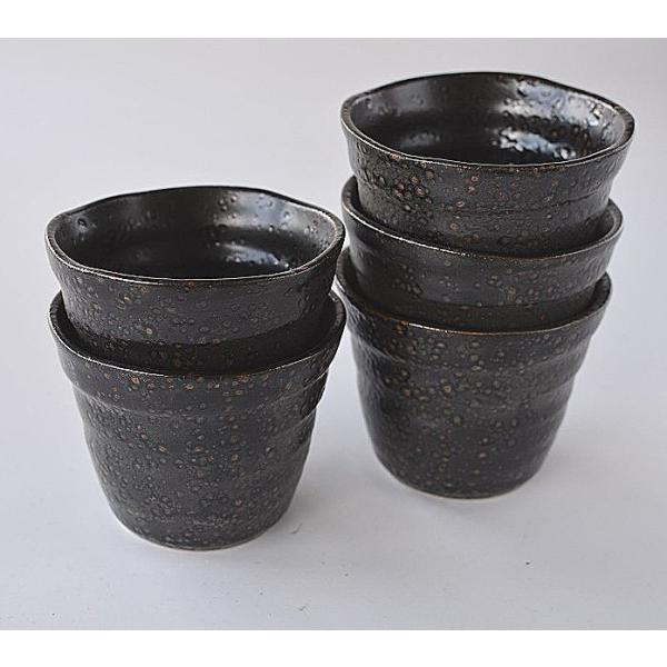 蕎麦猪口 手作り調 黒 5個