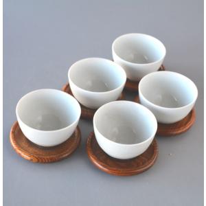 煎茶道具 煎茶器 茶托 茶たく 小 筋紋 栃材 5枚セット 茶道 : 茶道具