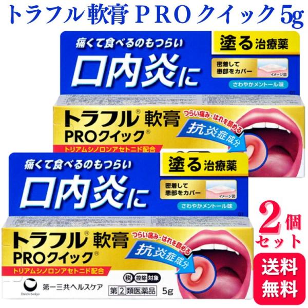 指定第2類医薬品 2個セット 第一三共ヘルスケア トラフル軟膏 PRO クイック 5g 口内炎