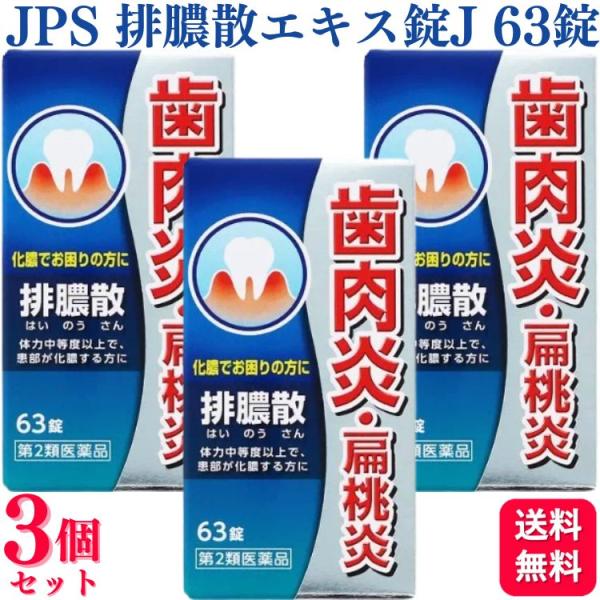 第2類医薬品 3個セット ジェーピーエス製薬 排膿散エキス錠J 63錠 皮膚疾患 化膿性