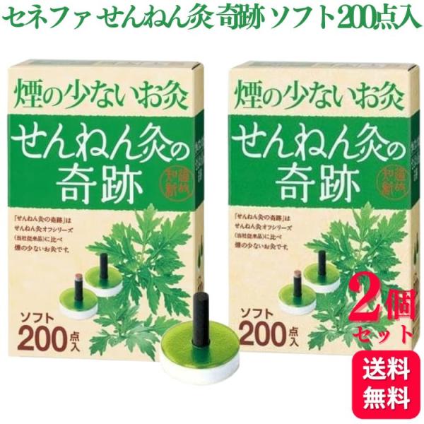2個セット セネファ 煙の少ないお灸 せんねん灸の奇跡 ソフト 200点入 よもぎ 炭化もぐさ お灸