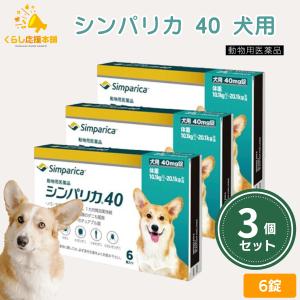 3個セット ゾエティス シンパリカ 40 犬用 6錠 ノミ マダニ 駆除薬 動物用医薬品