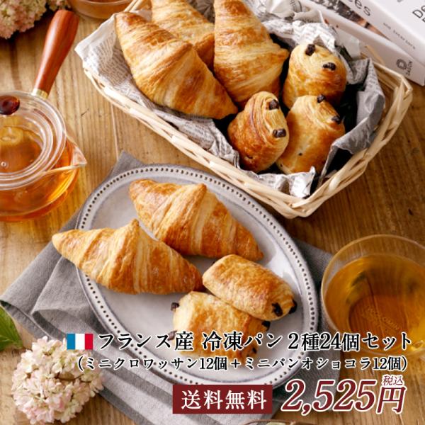 冷凍パン フランス産 2種24個セット（ミニクロワッサン12個＋ミニパンオショコラ12個） 3〜4営...